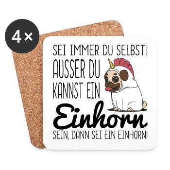 EINHORN DOG - Untersetzer (4er-Set) - Weiß - Vorne