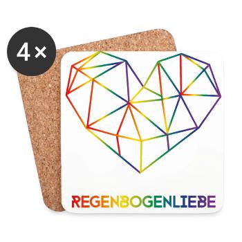Rainbow love with geometric heart - Coasters (set of 4) - white - Front