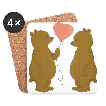Bear Bear Friends Best Friends Forever Heart Balloon - Coasters (set of 4) - white - Front