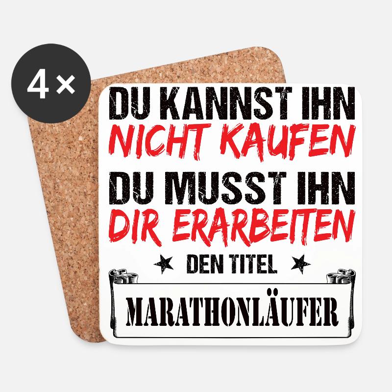 Titel Marathonläufer - Laufen - Joggen - Geschenk - Untersetzer (4er-Set) - Weiß