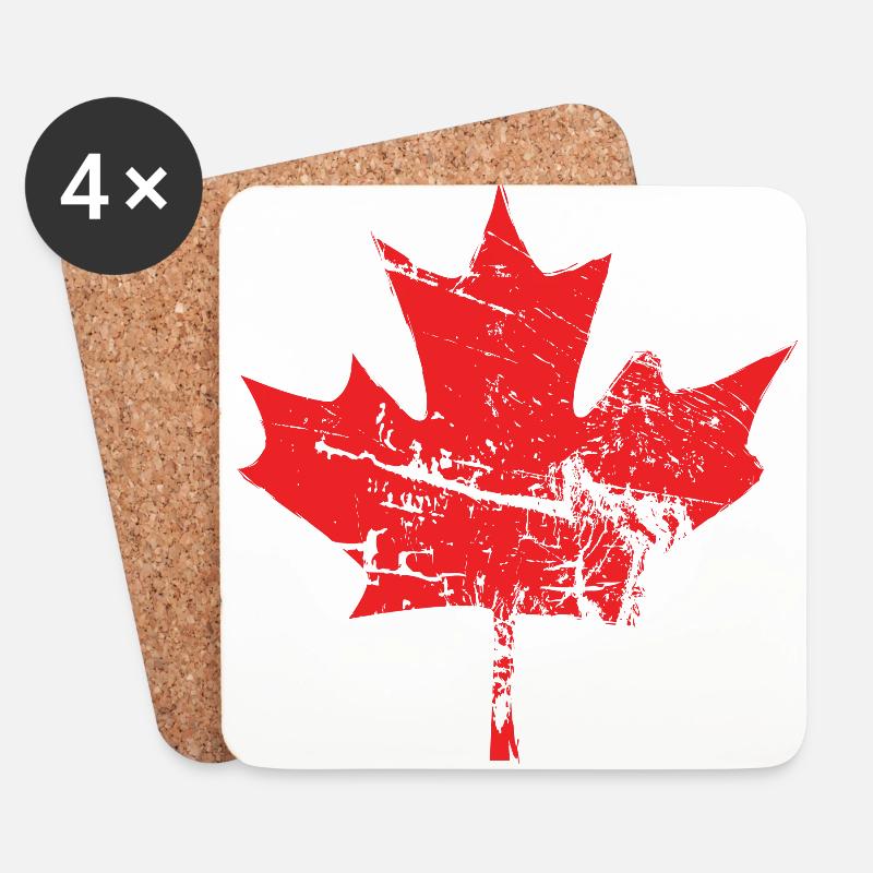 Canadian Maple Leaf - Coasters (set of 4) - white