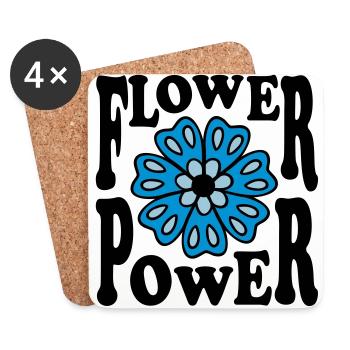 Flower Power Hippie Woodstock Frieden Glück Freude - Untersetzer (4er-Set) - Weiß - Vorne