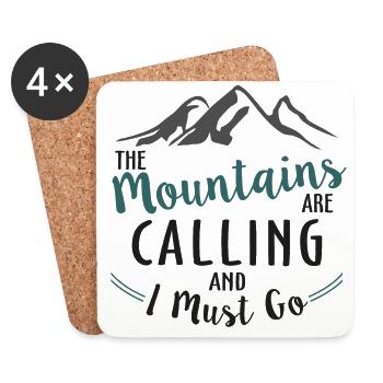 The Mountains are Calling and I Must Go - Coasters (set of 4) - white - Front