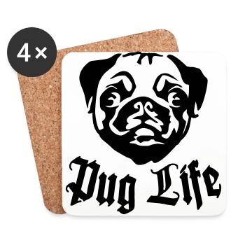 Pug Life - Dessous de verre (lot de 4) - blanc - Devant