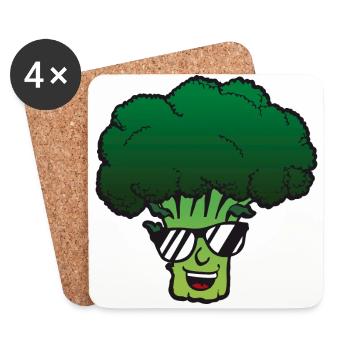 Brocoli avec des lunettes de soleil - Dessous de verre (lot de 4) - blanc - Devant