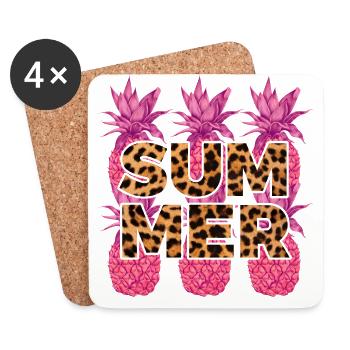 Ananas d'été - Dessous de verre (lot de 4) - blanc - Devant