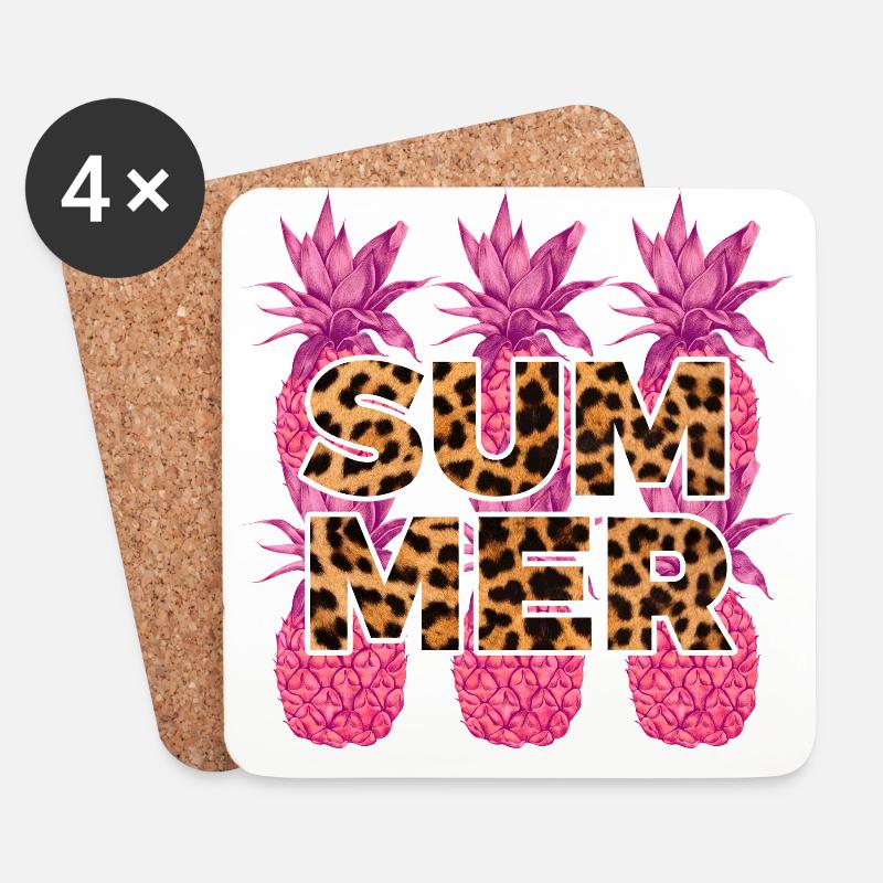 Sommer-Ananas - Untersetzer (4er-Set) - Weiß