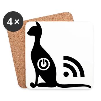 Cat Wi-Fi ON OFF - Coasters (set of 4) - white - Front
