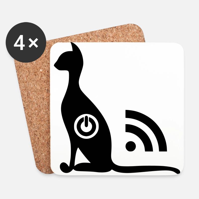 Katze WLAN EIN AUS - Untersetzer (4er-Set) - Weiß