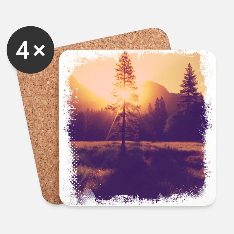 Baum Lichtung Sonnenschein - Untersetzer (4er-Set) - Weiß
