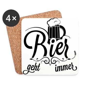 Bier geht immer! Trinken, Junggeselle, Handwerker - Untersetzer (4er-Set) - Weiß - Vorne