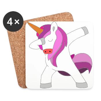 rosa einhorn dabbing unicorn pink einhörner - Untersetzer (4er-Set) - Weiß - Vorne