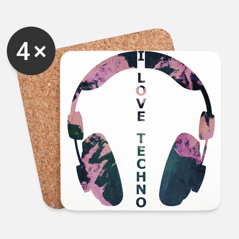 I love Techno - Ich liebe Techno - Untersetzer (4er-Set) - Weiß