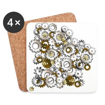 Steampunk gears - Coasters (set of 4) - white - Front
