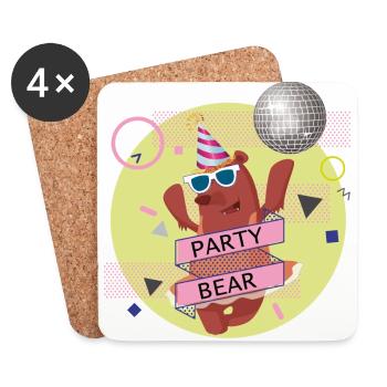 Partybär - Untersetzer (4er-Set) - Weiß - Vorne