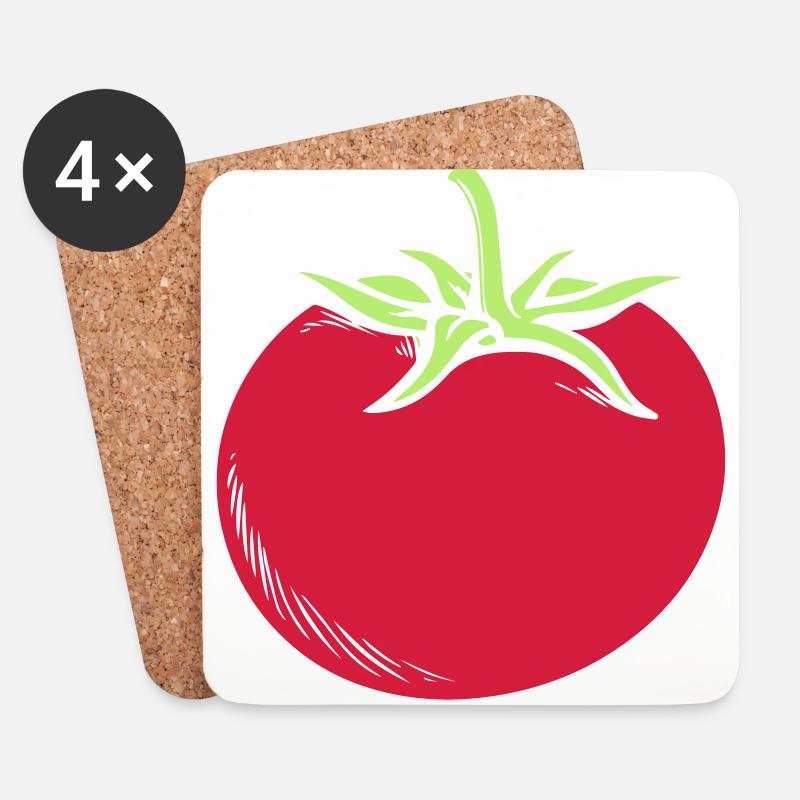 Tomate - Untersetzer (4er-Set) - Weiß