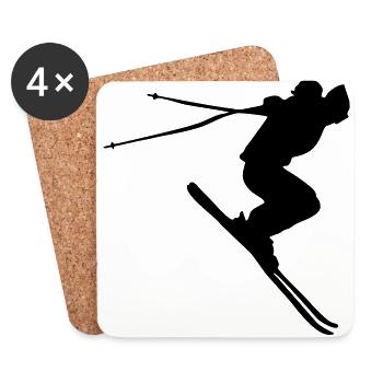 skiing, skier - Coasters (set of 4) - white - Front
