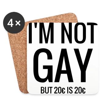 I'm not Gay - Humor - Funny - Joke - Friend - Dessous de verre (lot de 4) - blanc - Devant