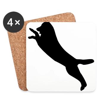 Playing Dog - chien - Dessous de verre (lot de 4) - blanc - Devant