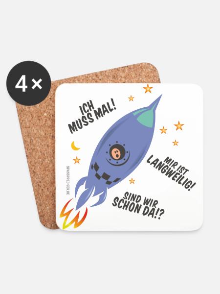 Astronaut in Rakete - Untersetzer (4er-Set) - Weiß