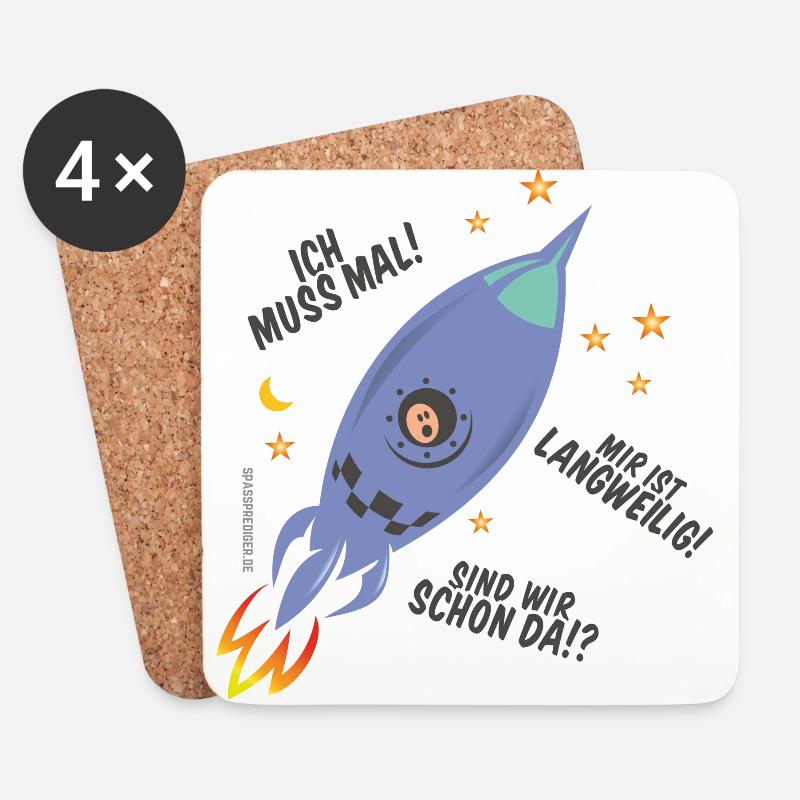Astronaut in Rakete - Untersetzer (4er-Set) - Weiß