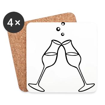 Glas, Sekt 1farbig - Untersetzer (4er-Set) - Weiß - Vorne