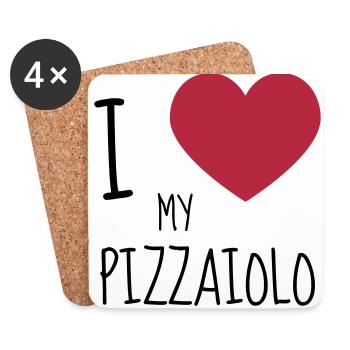 pizza / pizzaiolo / chef / italie / pizzaiola - Dessous de verre (lot de 4) - blanc - Devant