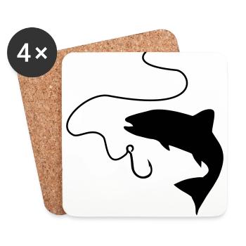 Fishing, fish and hook - Coasters (set of 4) - white - Front