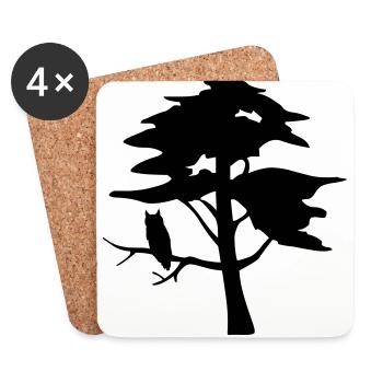 Tree & Owl - Coasters (set of 4) - white - Front