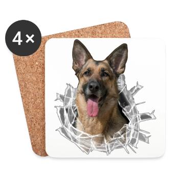 Schäferhund im Glas Loch - Untersetzer (4er-Set) - Weiß - Vorne