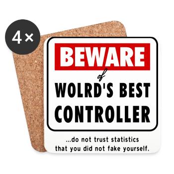 Beware of World‘s best CONTROLLER, Controlling - Untersetzer (4er-Set) - Weiß - Vorne