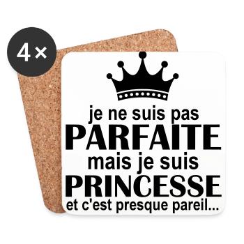 je ne suis pas parfaite mais je suis princesse - Dessous de verre (lot de 4) - blanc - Devant