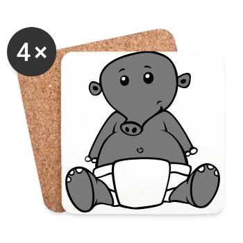 cute baby elephant with diaper - Coasters (set of 4) - white - Front