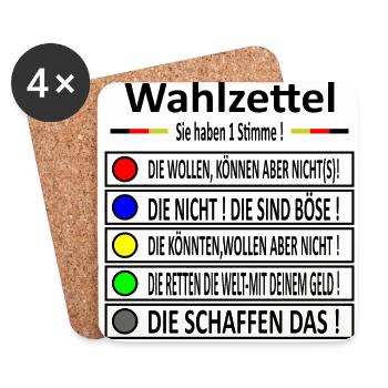 Wahlzettel 1 - Untersetzer (4er-Set) - Weiß - Vorne