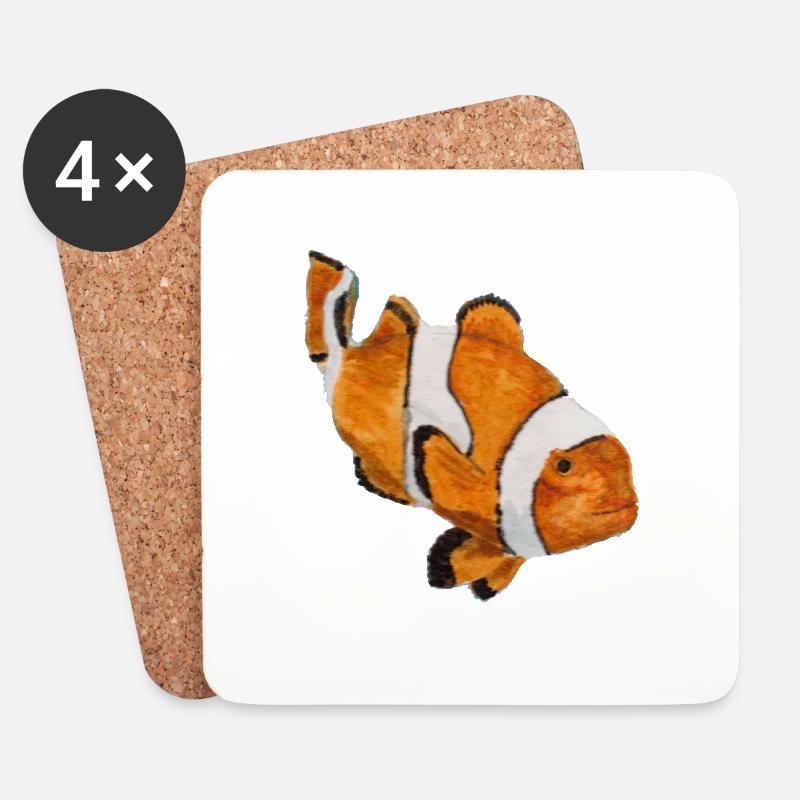 Clownfisch - Untersetzer (4er-Set) - Weiß