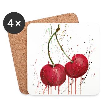 cherries - Coasters (set of 4) - white - Front