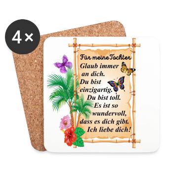 Für meine Tochter - Spruch - Untersetzer (4er-Set) - Weiß - Vorne