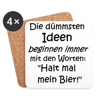 Hold my beer - Halt mein Bier - Untersetzer (4er-Set) - Weiß - Vorne