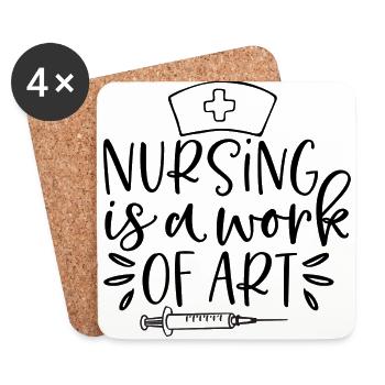 nursing is a work of art - Coasters (set of 4) - white - Front