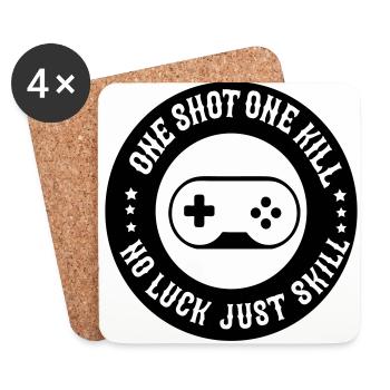 ONE SHOT ONE KILL! Customizable - Coasters (set of 4) - white - Front