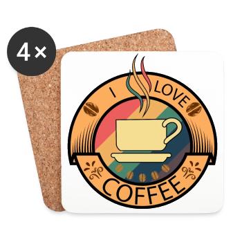 Café. J'aime le café - Dessous de verre (lot de 4) - blanc - Devant