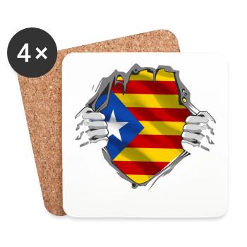 Drapeau de la Catalogne sur l’indépendance de la poitrine - Dessous de verre (lot de 4) - blanc - Devant