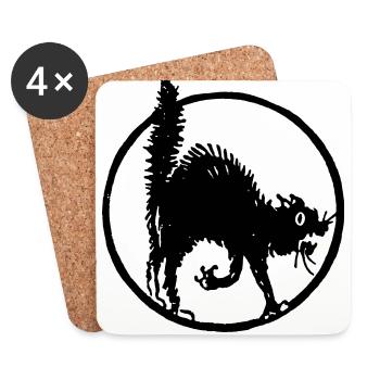 Halloween cat / black cat - Coasters (set of 4) - white - Front