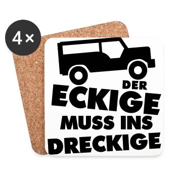 Der Eckige Muss Ins Dreckige - Geländewagen - Untersetzer (4er-Set) - Weiß - Vorne