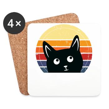 Katzenhaare Schwarze Katze Liebhaber Retro Lustig - Untersetzer (4er-Set) - Weiß - Vorne