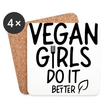 Vegan Girls Make It Better Vegan Vegan - Coasters (set of 4) - white - Front