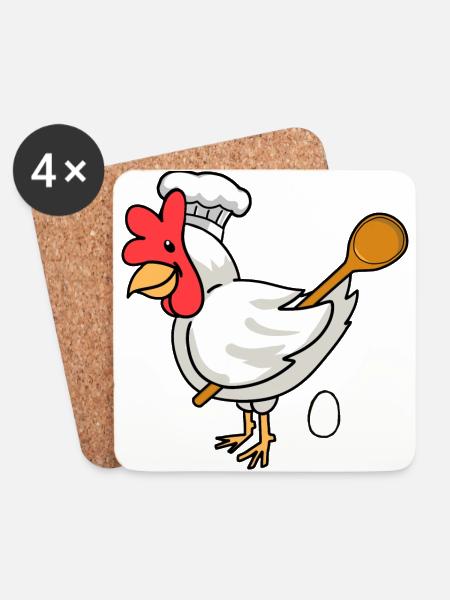 Bäcker Huhn Ei Kochlöffel Bäckerei Ei backen koche - Untersetzer (4er-Set) - Weiß