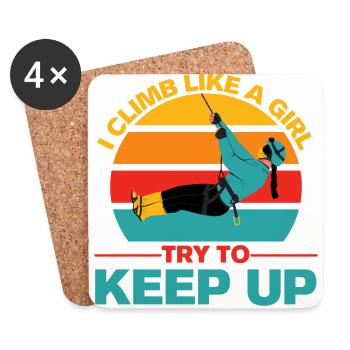 Climb Like A Girl Girl Rock Climbing - Coasters (set of 4) - white - Front