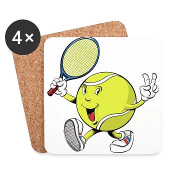 Tennis Cartoon Mascot - Coasters (set of 4) - white - Front