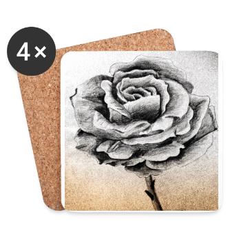 Rose Grau - Untersetzer (4er-Set) - Weiß - Vorne